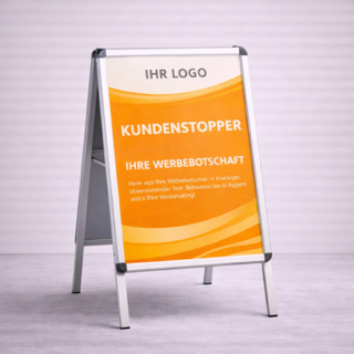 Kundenstopper aus dem Evodruck Onlineshop