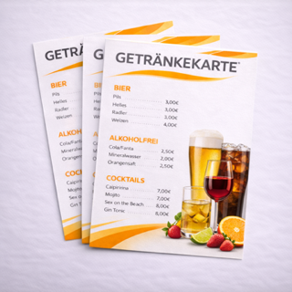 Getränkekarten aus dem Evodruck Onlineshop