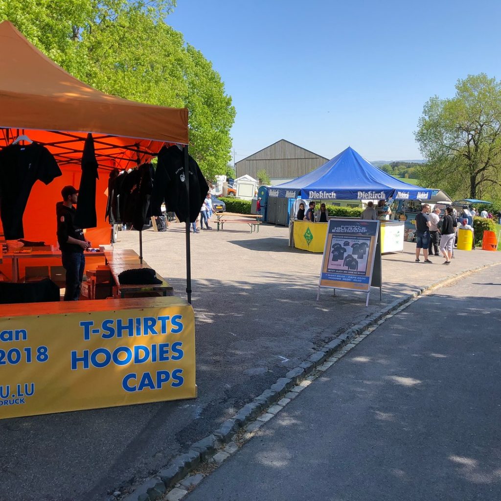 Hillrace Merchstand Evodruck Werbung Luxembourg Wasserbillig Trier Konz